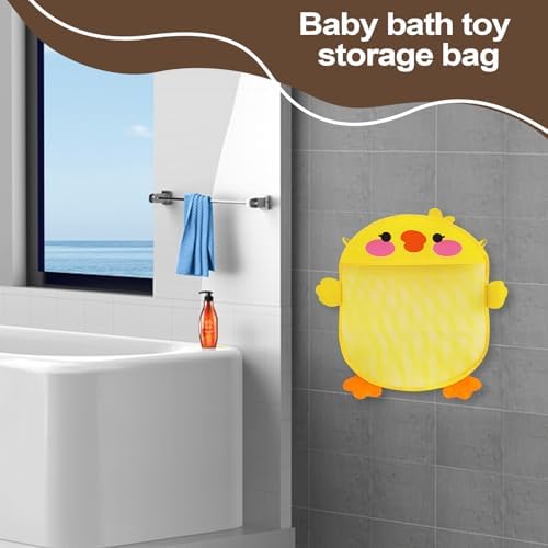Bath Toy Organizer with Large Capacity and Sticky Hooks