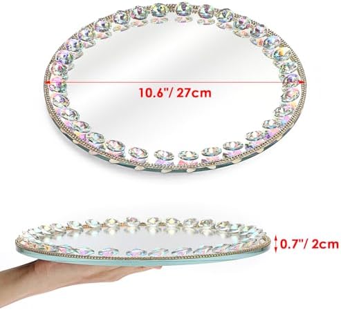 Hipiwe Round Vanity Tray with Sparkling Mirror