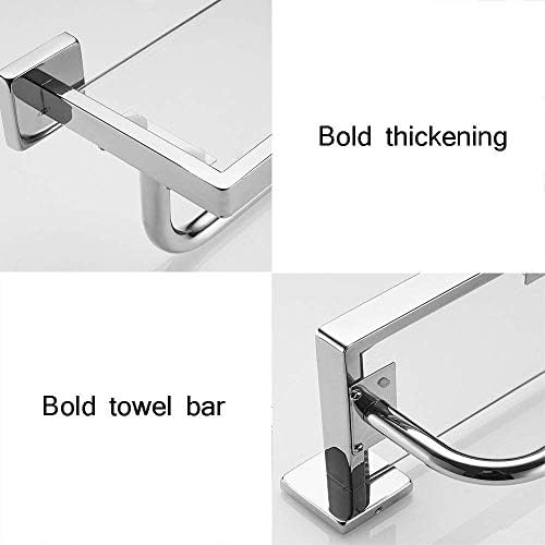 Bathroom Glass Shelf with 304 Stainless Steel Towel Bar