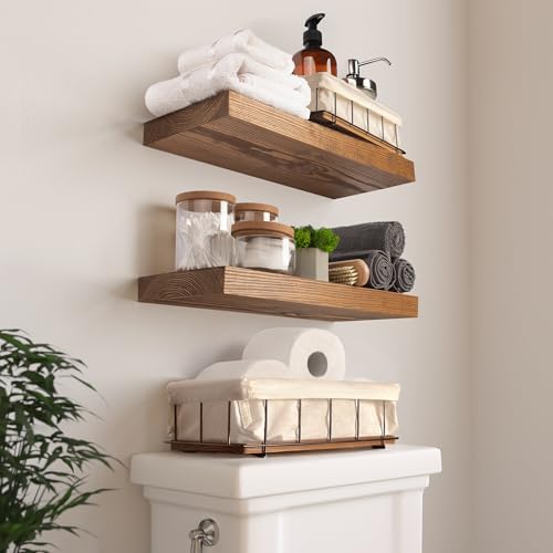 BAOBAB WORKSHOP Set of 2 Wooden Bathroom Baskets Organizer Storage