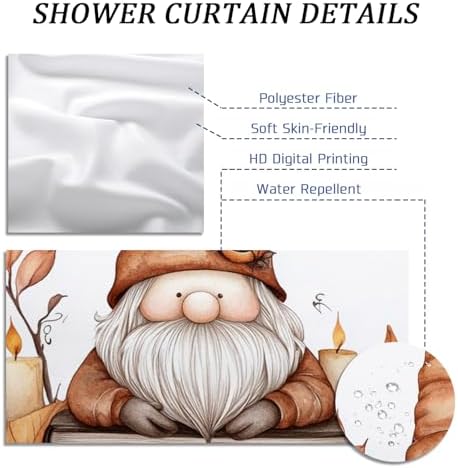 DESIHOM Cute Fall Gnomes Shower Curtain Set
