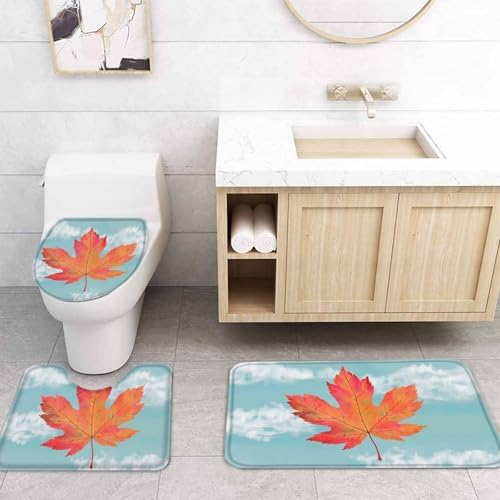 Thanksgiving Sky Fall 4 Pcs Waterproof Shower Curtain Set with Non-Slip Rugs