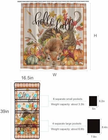 QueenKer 72x72 Shower Curtain Set with Hanging Organizer