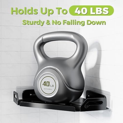 2 Pack Corner Shower Caddy Stainless Steel Rustproof 4 Hooks Black