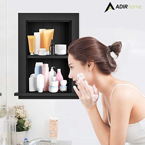 AdirHome Recessed Wall Mount Storage Cabinet Black