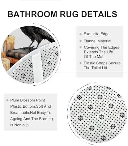 DESIHOM 4PCS Fall Crow Ravens Bird Shower Curtain Set 72x72 with Hooks and Bath Mat Accessories