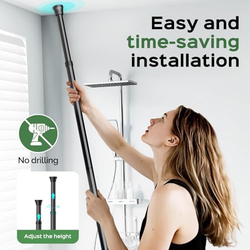 HAMITOR Shower Caddy Tension Pole - 4-Tier Black
