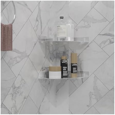 KATASKI 2 Pack Acrylic Shower Caddy Clear Corner Shelf for Bathroom Storage