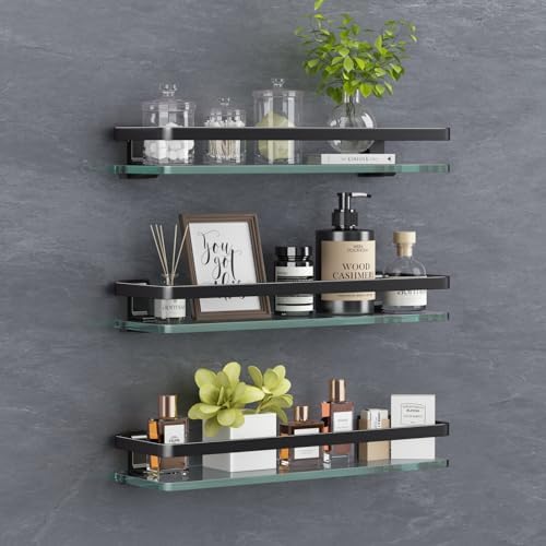 VOLPONE 3 Tier Black Bathroom Wall Shelf