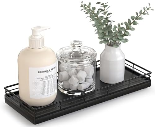 Focusonit Bathroom Tray with Metal Frame and Oak Wood