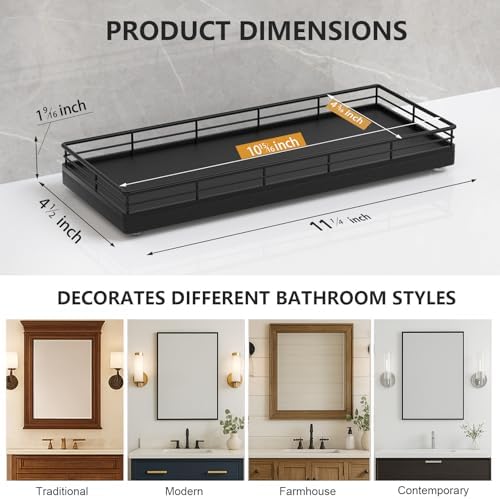 Focusonit Bathroom Tray with Metal Frame and Oak Wood