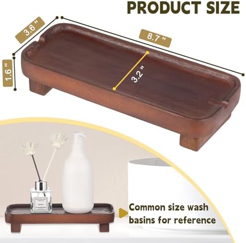 Wood Riser Soap Dish Decorative Tray 87 x 36 Inches Dark Brown