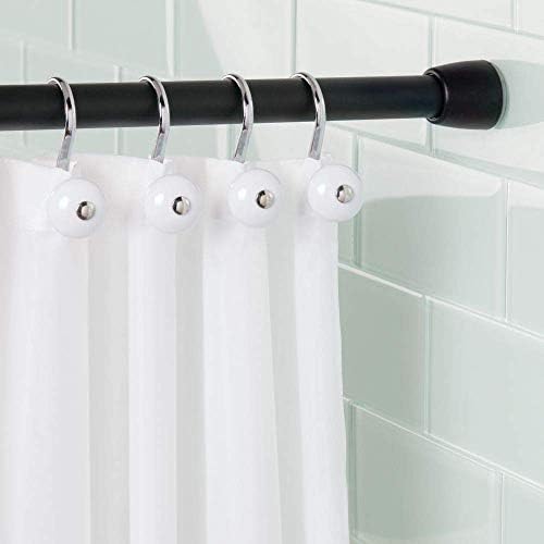 iDesign Cameo Metal Tension Curtain Rod 50-87 Inches Matte Black