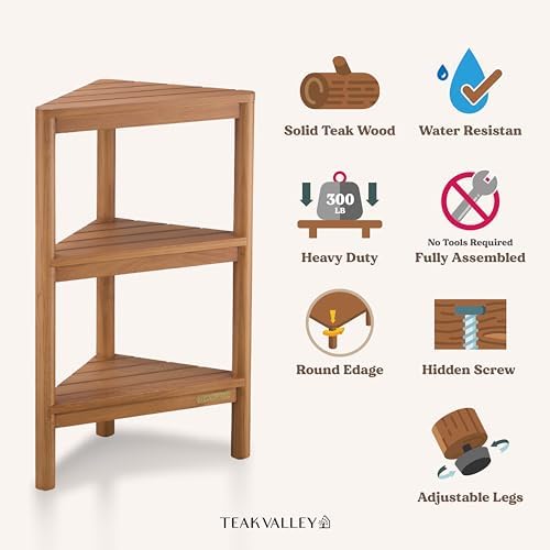 Fully Assembled Teak Corner Shower Storage Stand 265 Inch