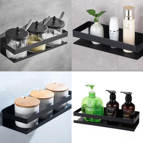 OwnMy 12 Inch Black Stainless Steel Shower Shelf Rack
