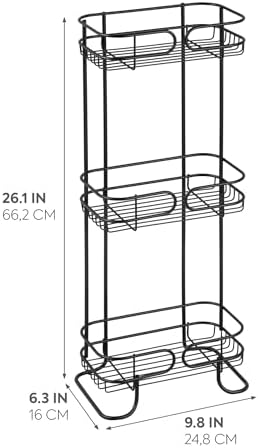 iDesign Steel Bathroom Caddy Organizer 3-Tier Matte Black