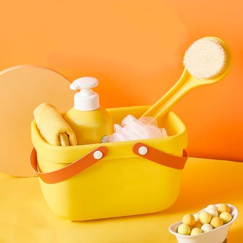 Shower Basket with Handle Cute Cartoon Design Portable Organizer for Bathroom and College Dorm