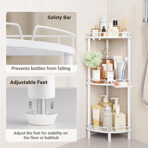 ELYKEN Corner Shower Caddy 3 Tier Rustproof Organizer White