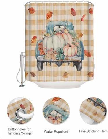 QueenKer Shower Curtain Set with Hanging Organizer