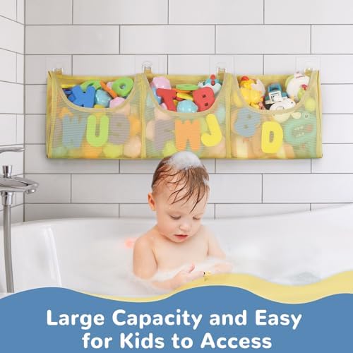 DOCMON Bath Toy Storage with 3 Compartments - Yellow