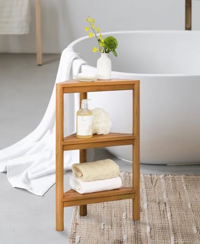 Fully Assembled Teak Corner Shower Storage Stand 265 Inch