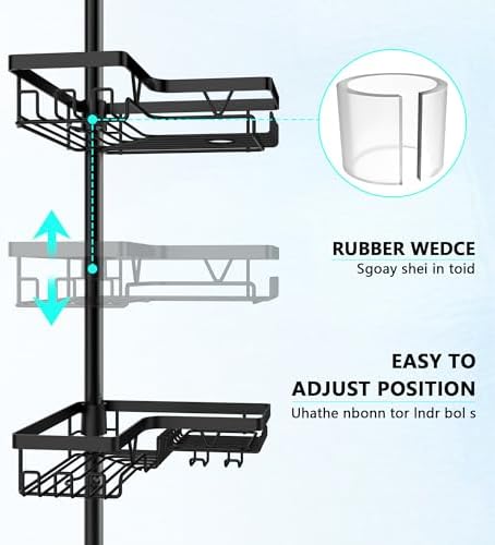 DAOYA Tension Pole Shower Caddy 4 Tier Floor to Ceiling Organizer Black