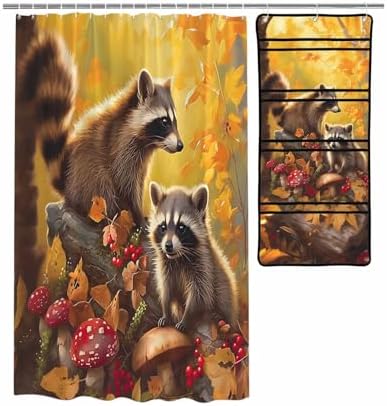 QueenKer 72x78 Inch Shower Curtain Set with Hanging Organizer