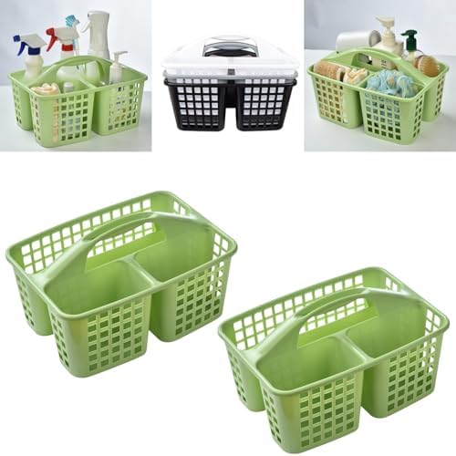 Portable Shower Caddy Basket with Handle and Compartments - 2 Pcs