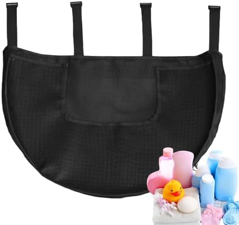 Bath Toy Organizer with Adhesive Hooks and Side Pockets