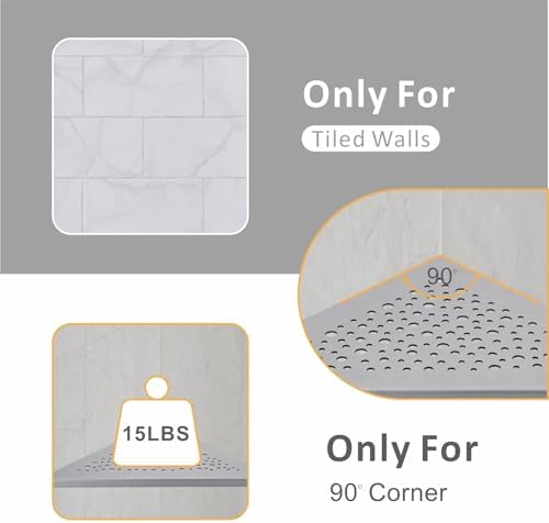 WELLUP Brushed Nickel 10 Inch Corner Shower Shelf 2 Pack No Drilling