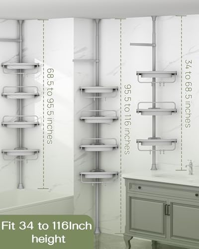 ALLZONE Rustproof Shower Caddy Corner 4-Tier Adjustable