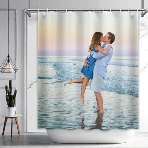 Custom Shower Curtain with 12 Hooks Waterproof Funny Photo Design for Bathroom