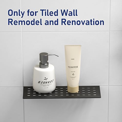 Bernkot Floating Shower Shelf 10 Inch Matte Black 304 Stainless Steel Recessed Wall Shelf for Lavatory Bath Accessories