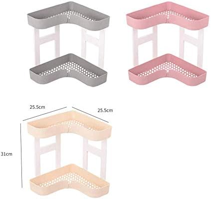 Pink 2 Tier Corner Shelf No Drilling Durable Aluminum
