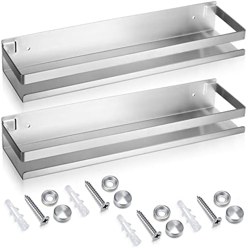 Lallisa 2 Piece Stainless Steel Floating Shelf for Bathroom Kitchen and Living Room