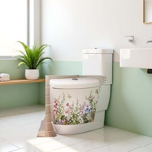 Vibrant Green Leaf Floral Toilet Lid Decals