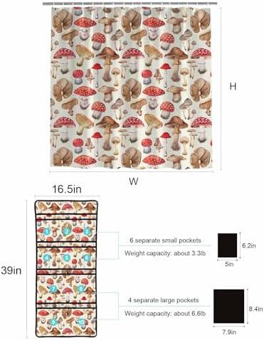 ZFUNCING Vintage Mushroom Watercolor Plant Shower Curtain Set with Hooks