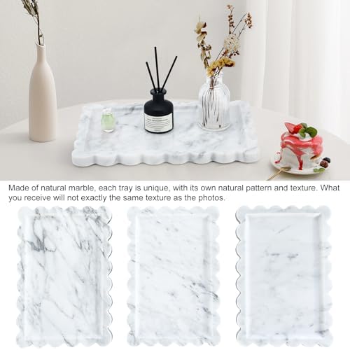 Real Natural Marble Tray 12x8 Inch for Bathroom and Kitchen