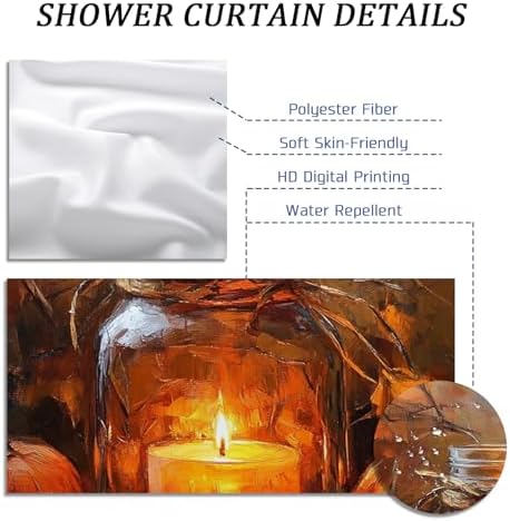 DESIHOM Fall Mason Jar Candle Shower Curtain Set
