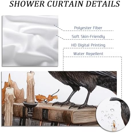 DESIHOM Fall Crow Ravens Bird Shower Curtain Set