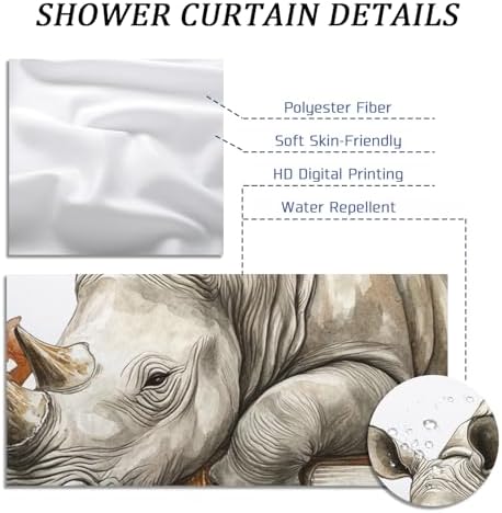 DESIHOM Fall Rhinos Pumpkins Shower Curtain Set