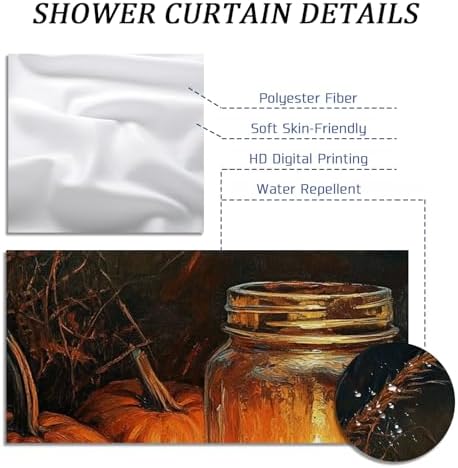 DESIHOM Fall Mason Jar Candle Shower Curtain Set 72 Inch