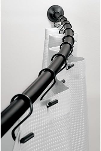 iDesign Curved Metal Shower Curtain Rod Adjustable 41-72 Inches Matte Black