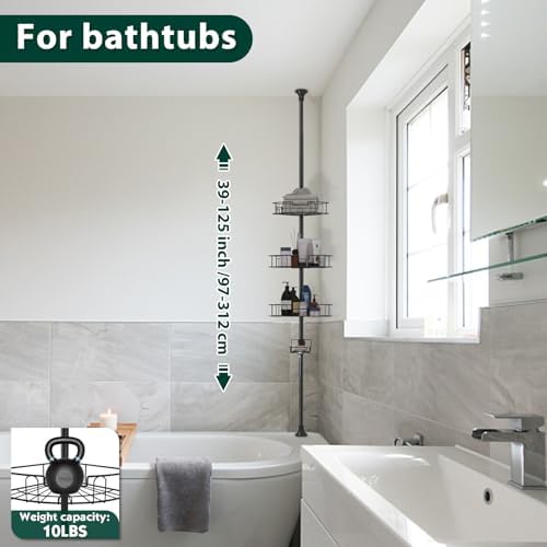 Adjustable Shower Caddy with 4 Shelves and Tension Pole