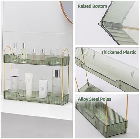 YCIADONE 2 Tiers Narrow Vanity Makeup Organizer Vintage Green
