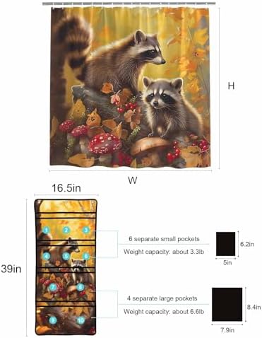 QueenKer 72x78 Inch Shower Curtain Set with Hanging Organizer