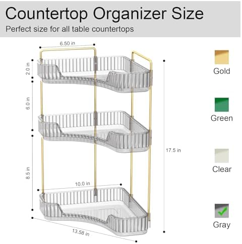 GTI 3 Tier Corner Bathroom Organizer Gray