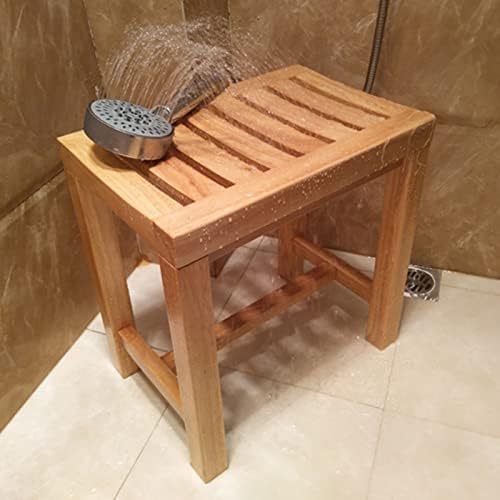 Wooden Spa Bench with Storage Shelf for Bathroom