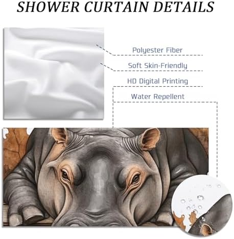 DESIHOM 72 Inch Fall Hippos Pumpkins Shower Curtain Set