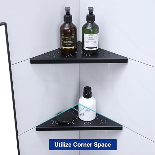 10 Inch Corner Shower Shelf 2 Pack Matte Black Stainless Steel